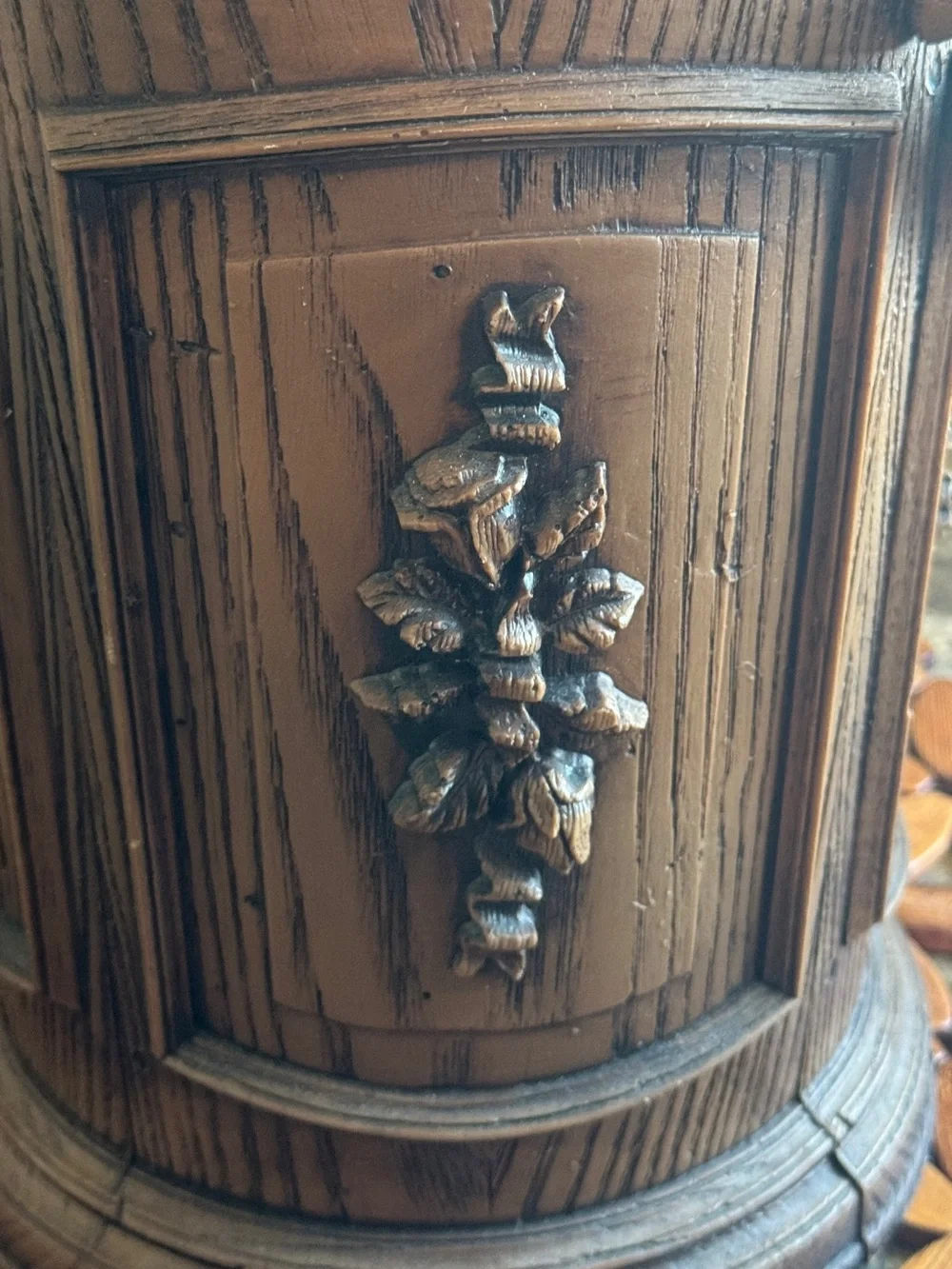 Vintage Faux Bois Floral Ice Bucket 3 Qt MCM Barware